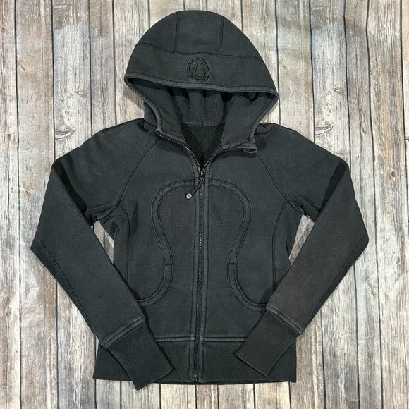 Lululemon Scuba Full Zip Hoodie Sweatshirt Womens 4 Black Jacket Active Gym - Picture 1 of 7